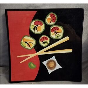 Vintage 2003 Mary Naylor sushi fish plate Henriksen imports handpainted